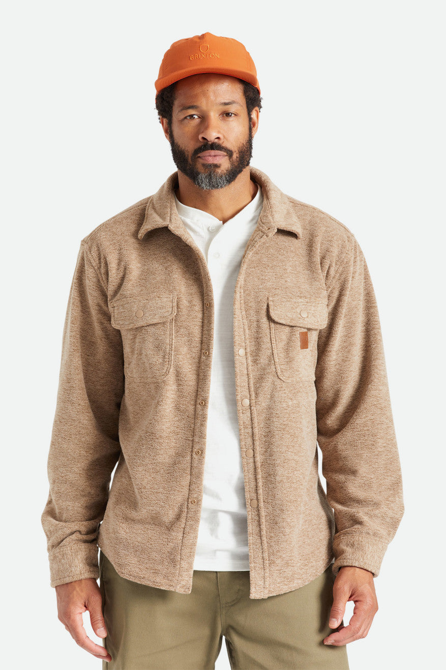 Beige Men's Brixton Bowery L/S Arctic Stretch Fleece Wovens | 602387-TPC