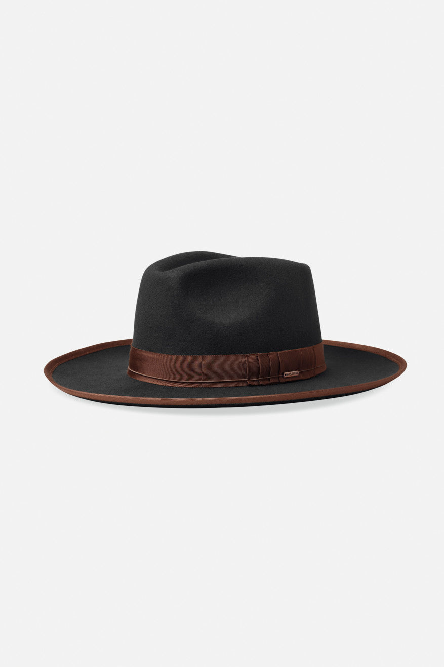 Black / Brown Men's Brixton Reno Fedoras | 590874-ECJ