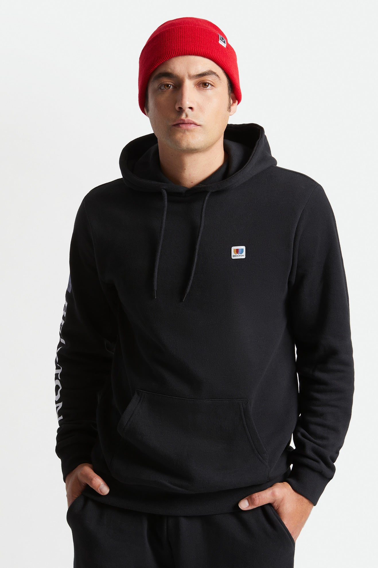 Black Men's Brixton Alton Hoodie | 780419-ETJ