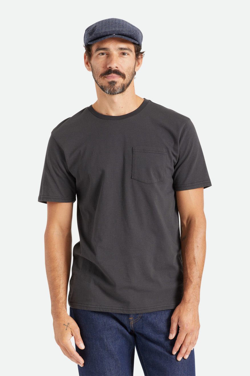 Black Men's Brixton Basic S/S Pocket Tops | 362407-CNM