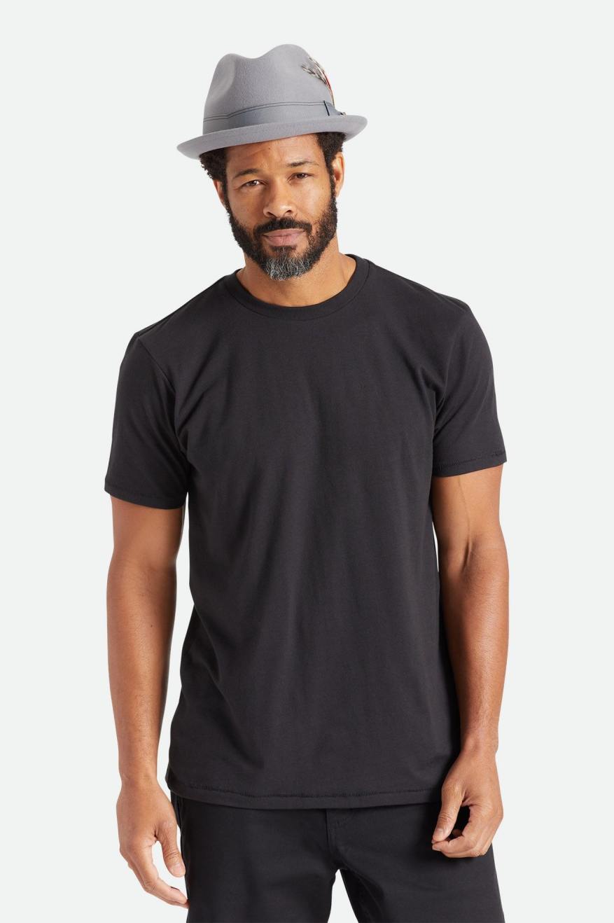 Black Men's Brixton Basic S/S Tailored Tops | 172309-EWO