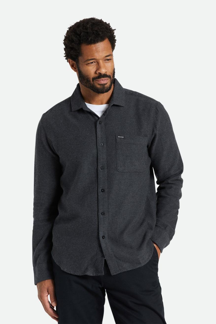 Black Men's Brixton Bixby Reserve L/S Flannels | 653209-QJA