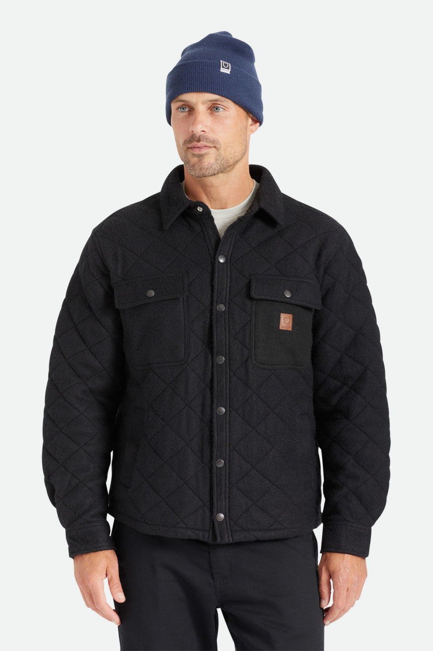 Black Men's Brixton Cass Quilted Fleece Jackets | 179438-PEF