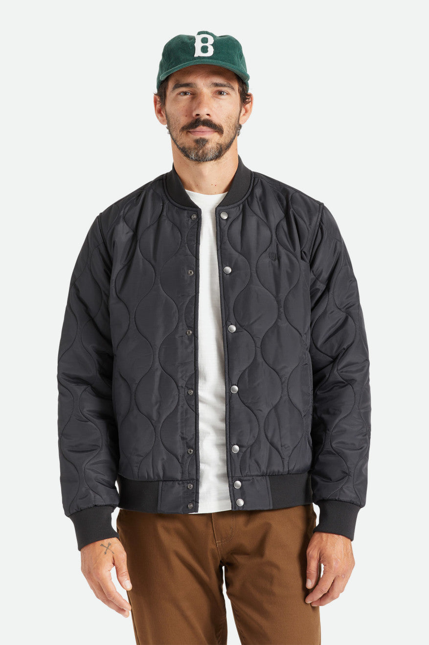 Black Men's Brixton Dillinger Quilted Bomber Jackets | 213807-KGD