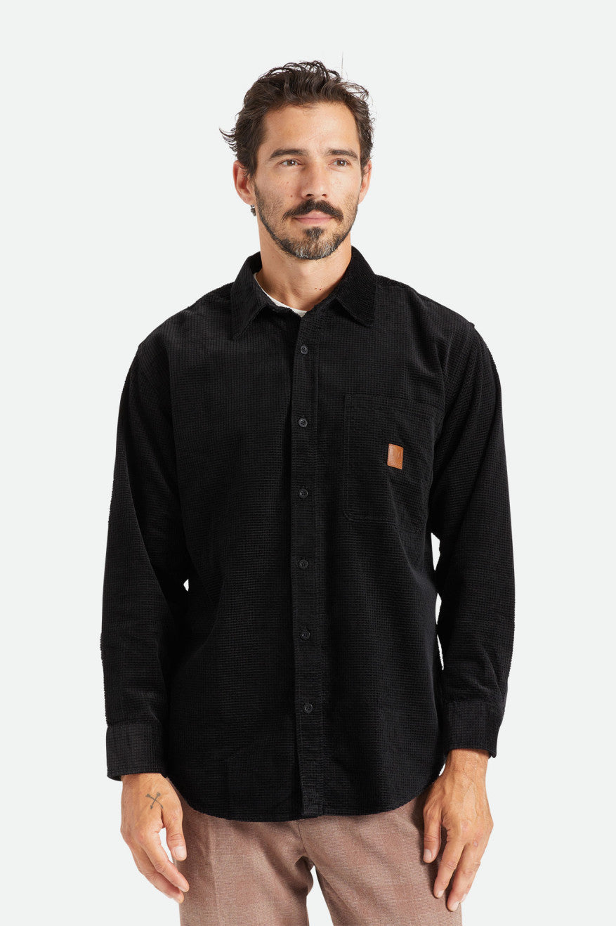 Black Men's Brixton Porter L/S Waffle Corduroy Wovens | 814395-OUS