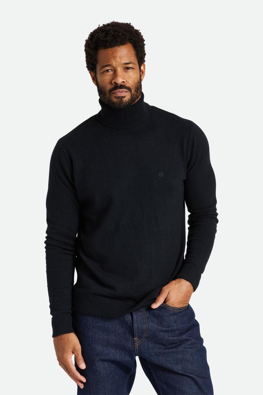 Black Men's Brixton Reserve Cashmere L/S Turtleneck Knitwear | 530981-LUJ