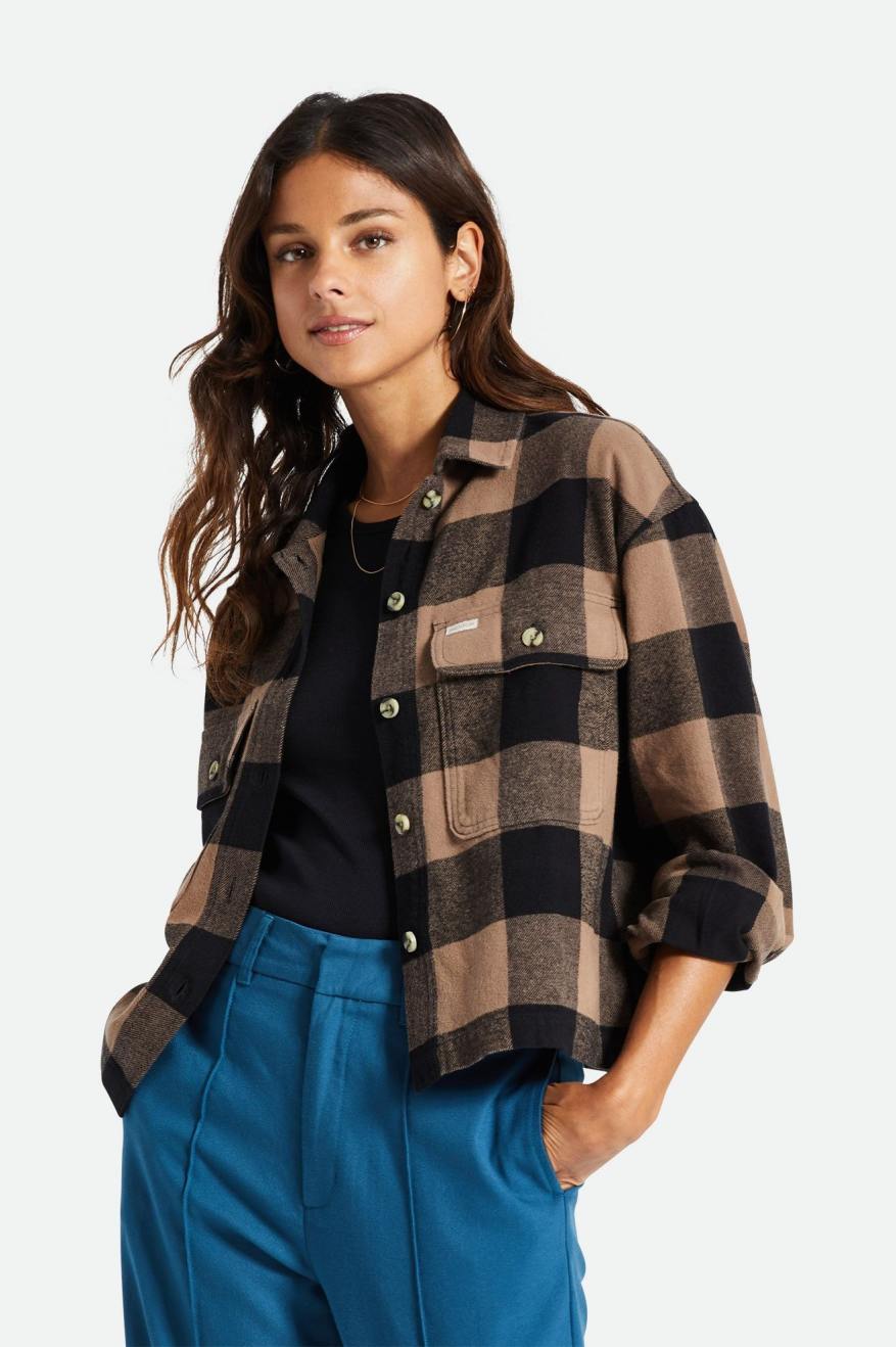 Black Women's Brixton Bowery L/S Flannels | 183260-TVU