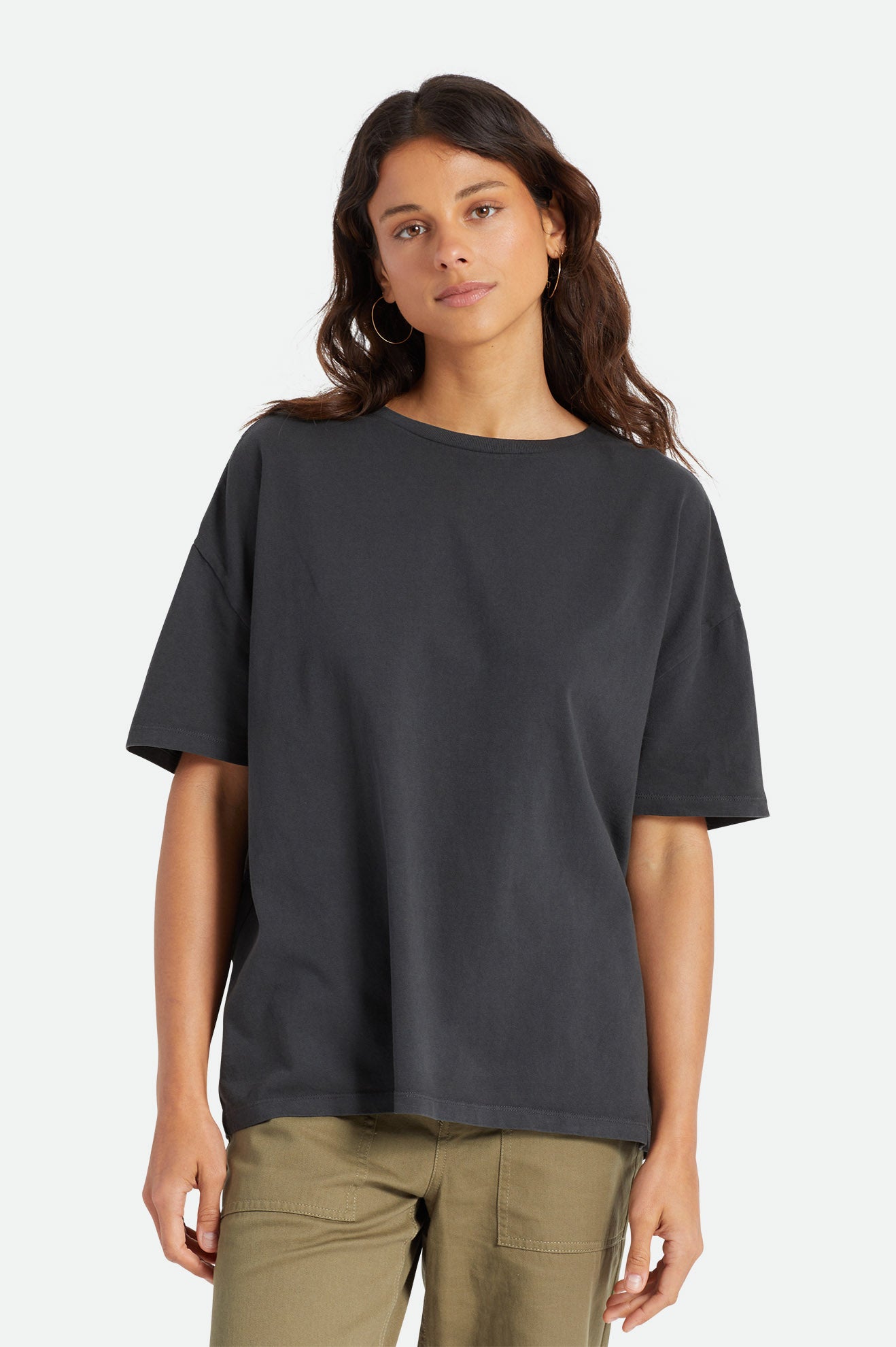 Black Women's Brixton Oversized Boyfriend Tee Tops | 342569-GYM