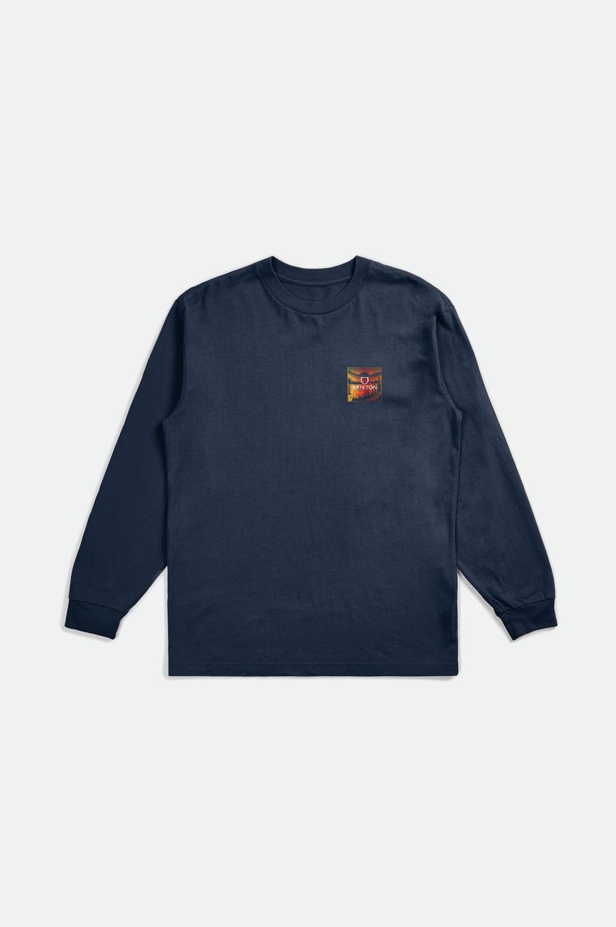 Blue Men's Brixton Alpha Square L/S Standard Tops | 237850-ZUI