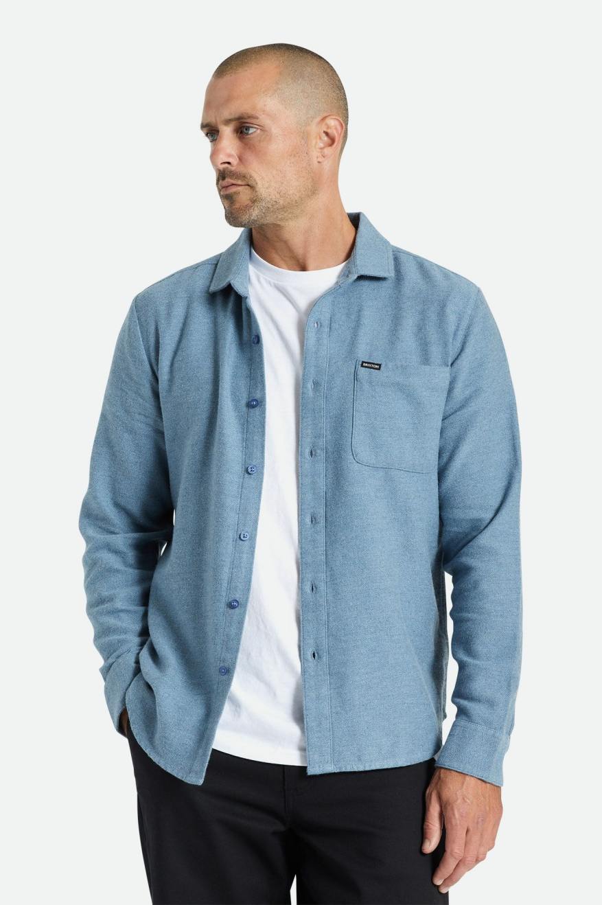 Blue Men's Brixton Bixby Reserve L/S Flannels | 840529-IQW