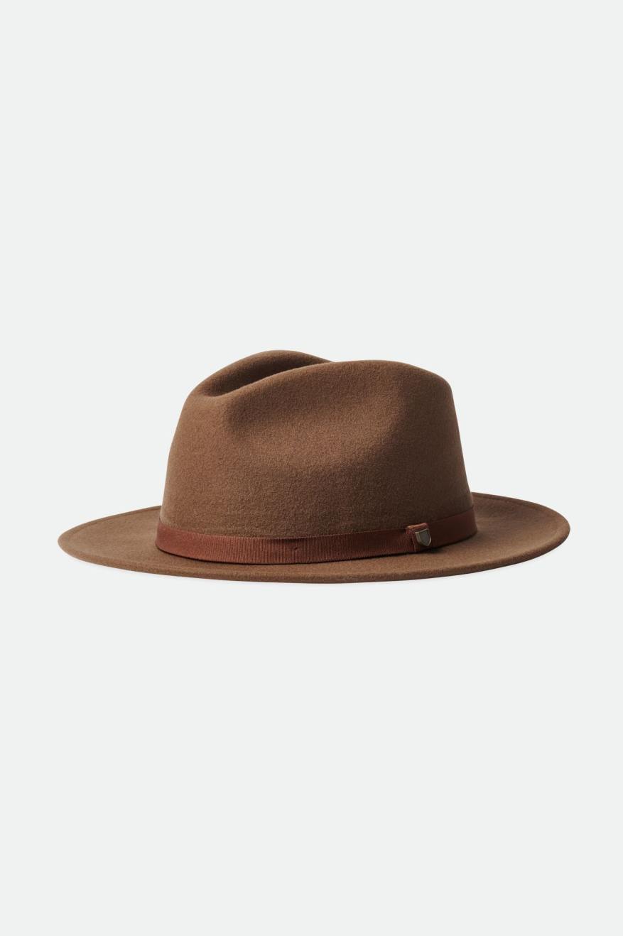 Brown Men's Brixton Messer Packable Fedoras | 179682-PJT