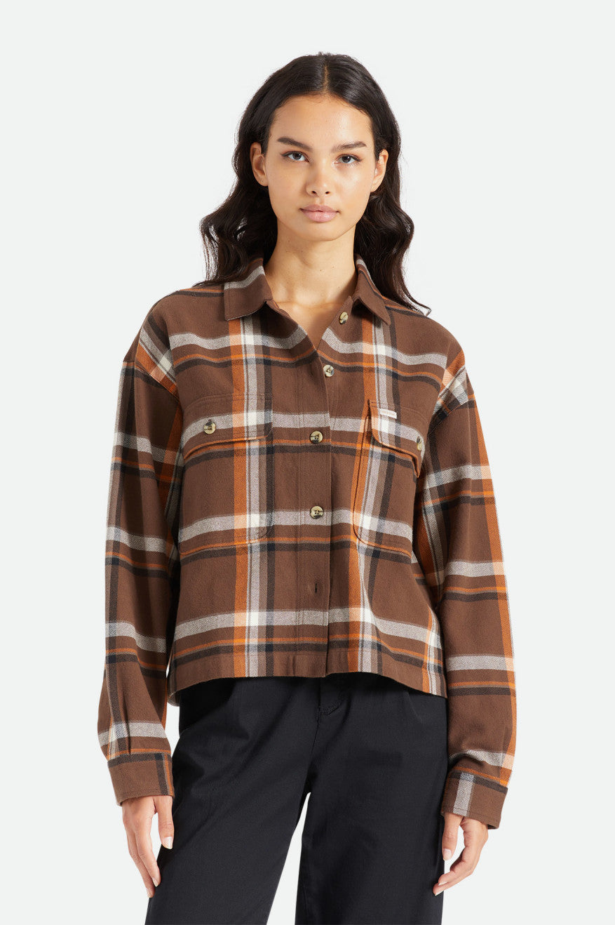 Brown Women's Brixton Bowery L/S Flannels | 348902-TFO