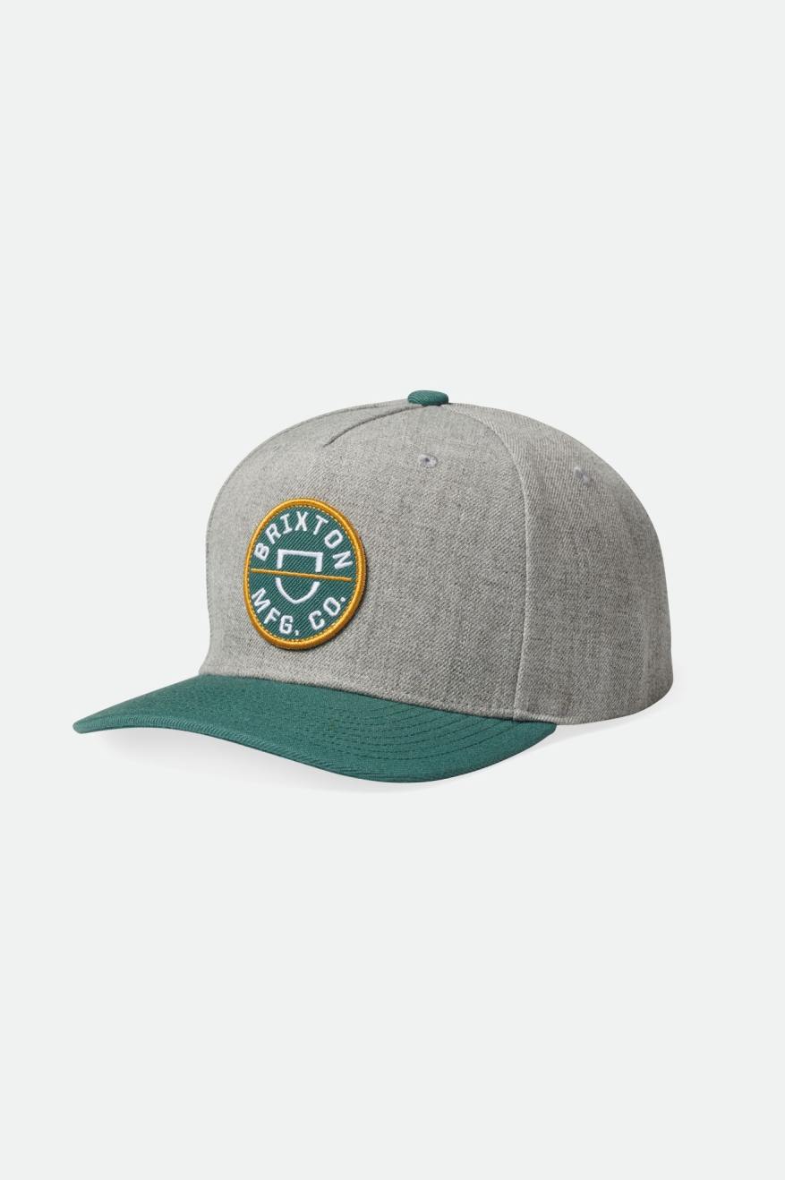 Dark Grey / Dark Green Men's Brixton Crest C MP Caps | 750946-KUD