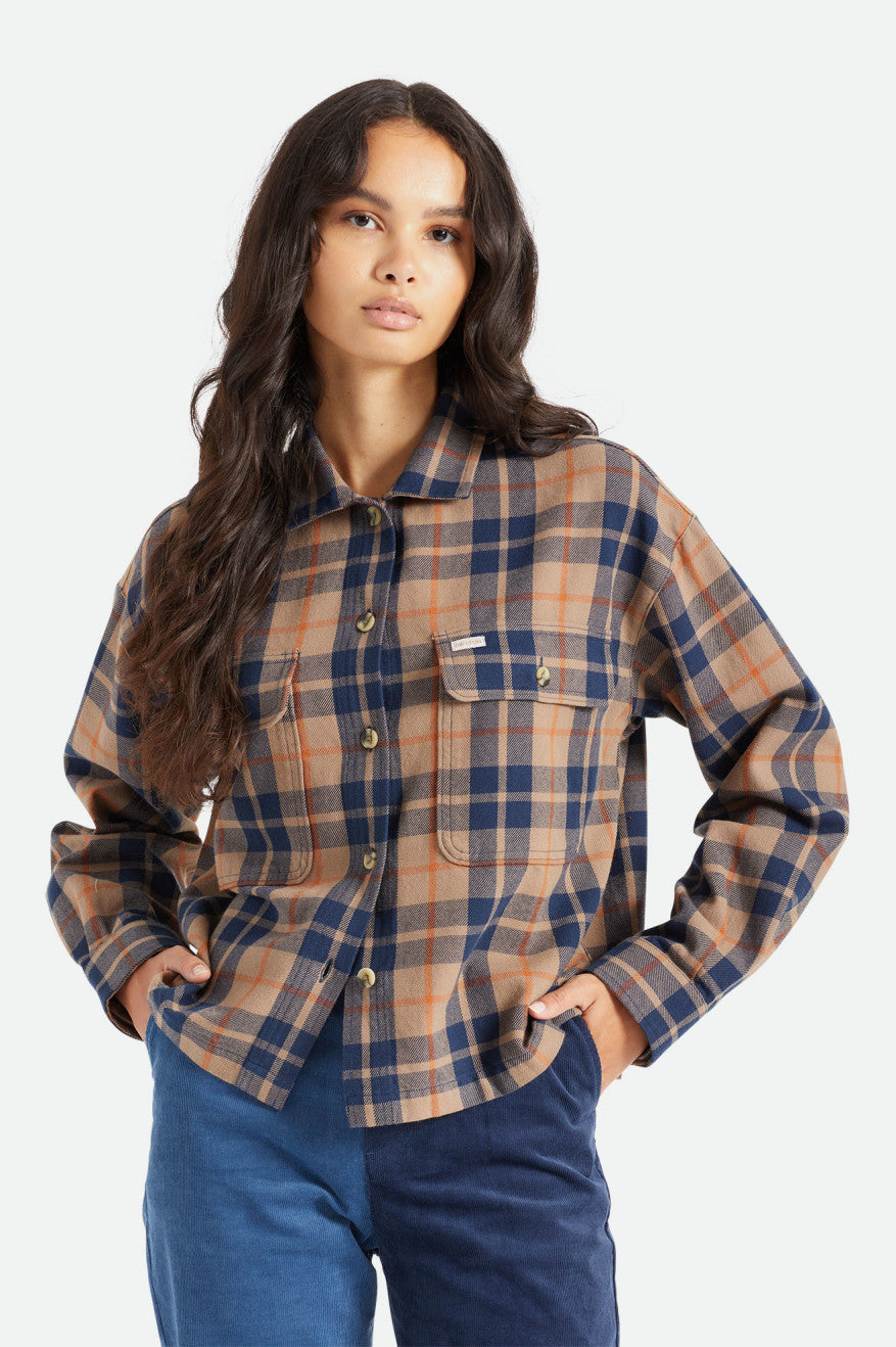 Deep Green Women's Brixton Bowery L/S Flannels | 046513-LED