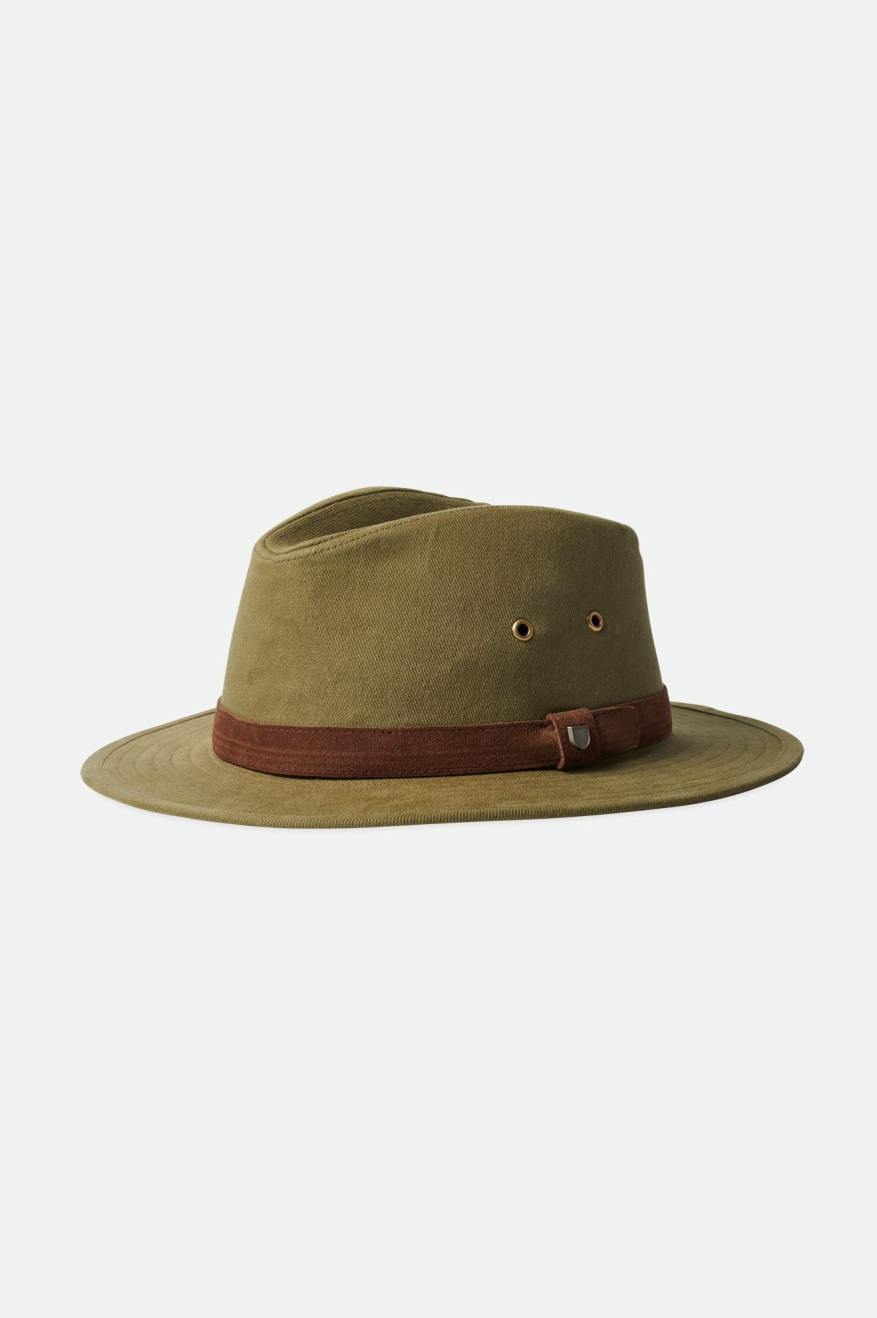 Olive Men's Brixton Messer Utility Adventure Fedoras | 651394-HIX