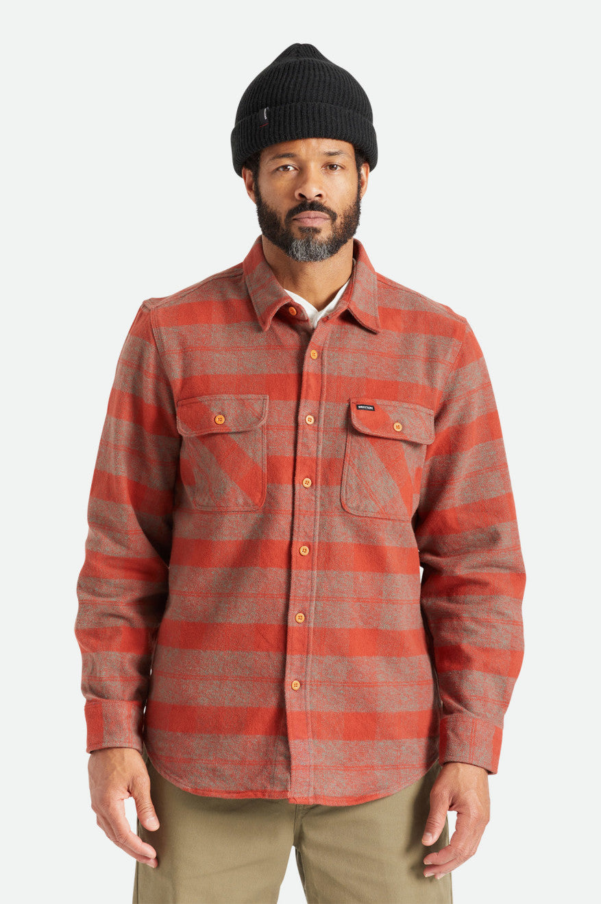 Red Men's Brixton Bowery Heavy Weight L/S Wovens | 230587-LWF