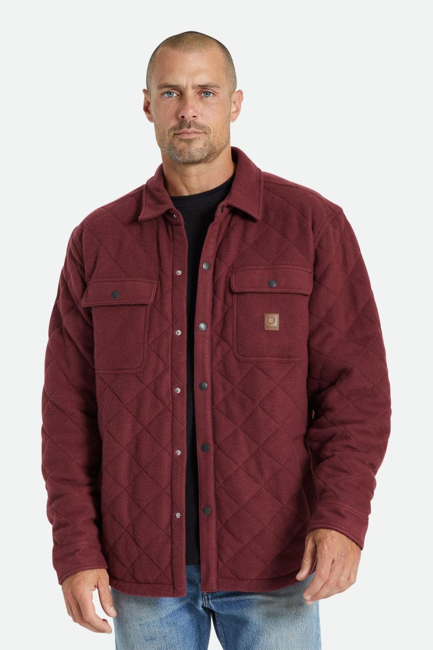 Red Men's Brixton Cass Quilted Fleece Jackets | 561798-JLD