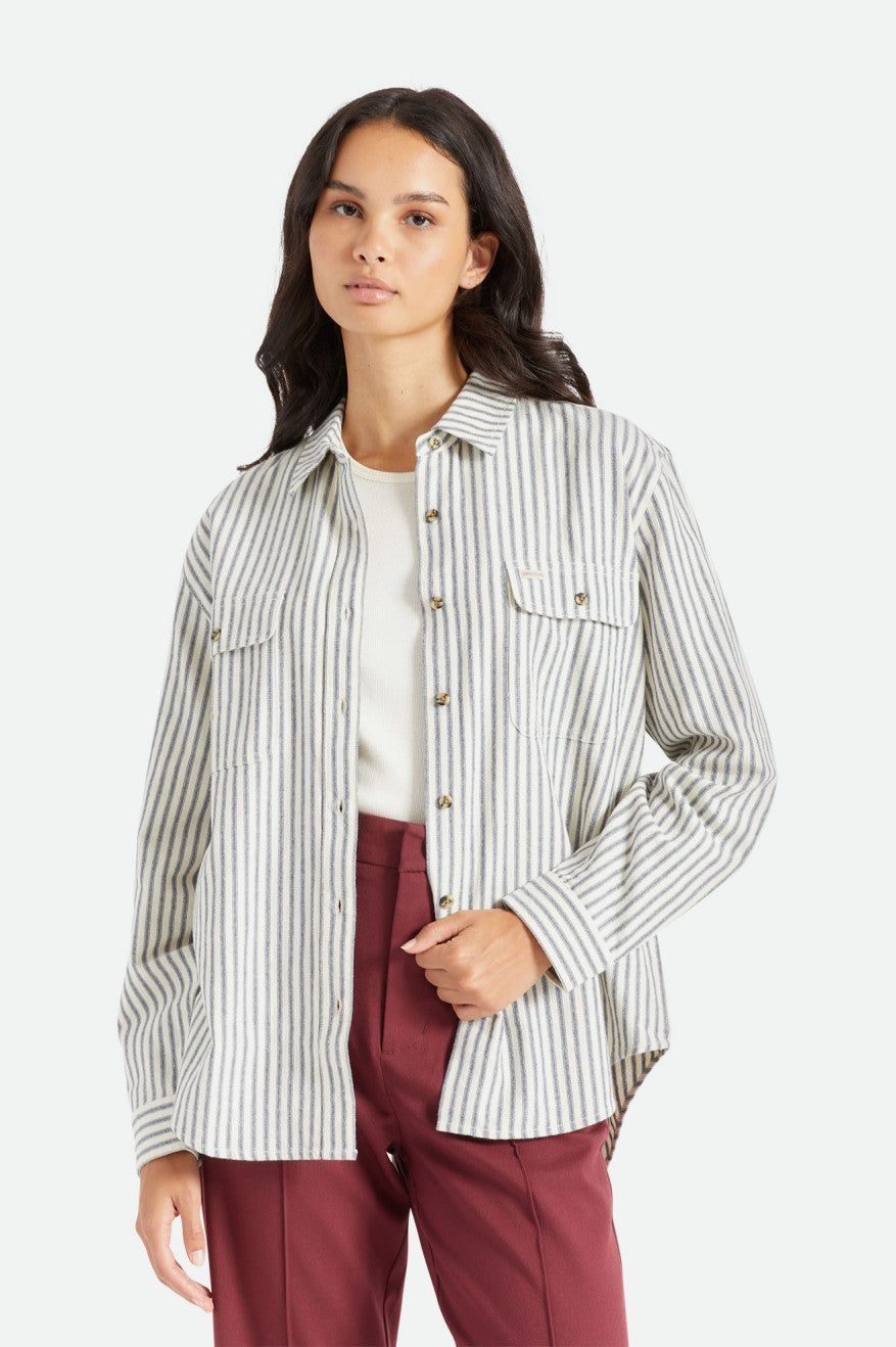 Stripes Women's Brixton Bowery Boyfriend L/S Flannels | 426813-ZKP