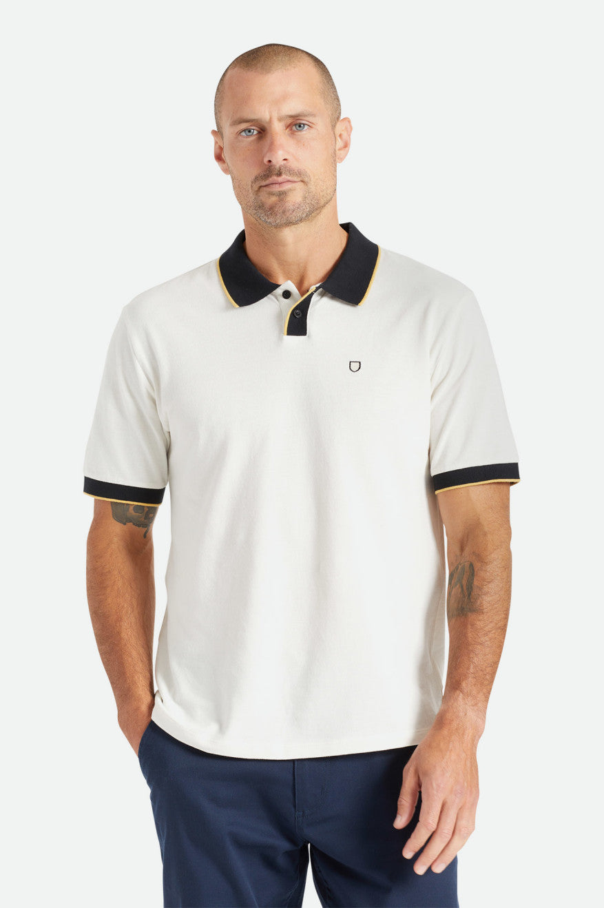 White / Black Men's Brixton Proper S/S Polo Knitwear | 173695-WSP