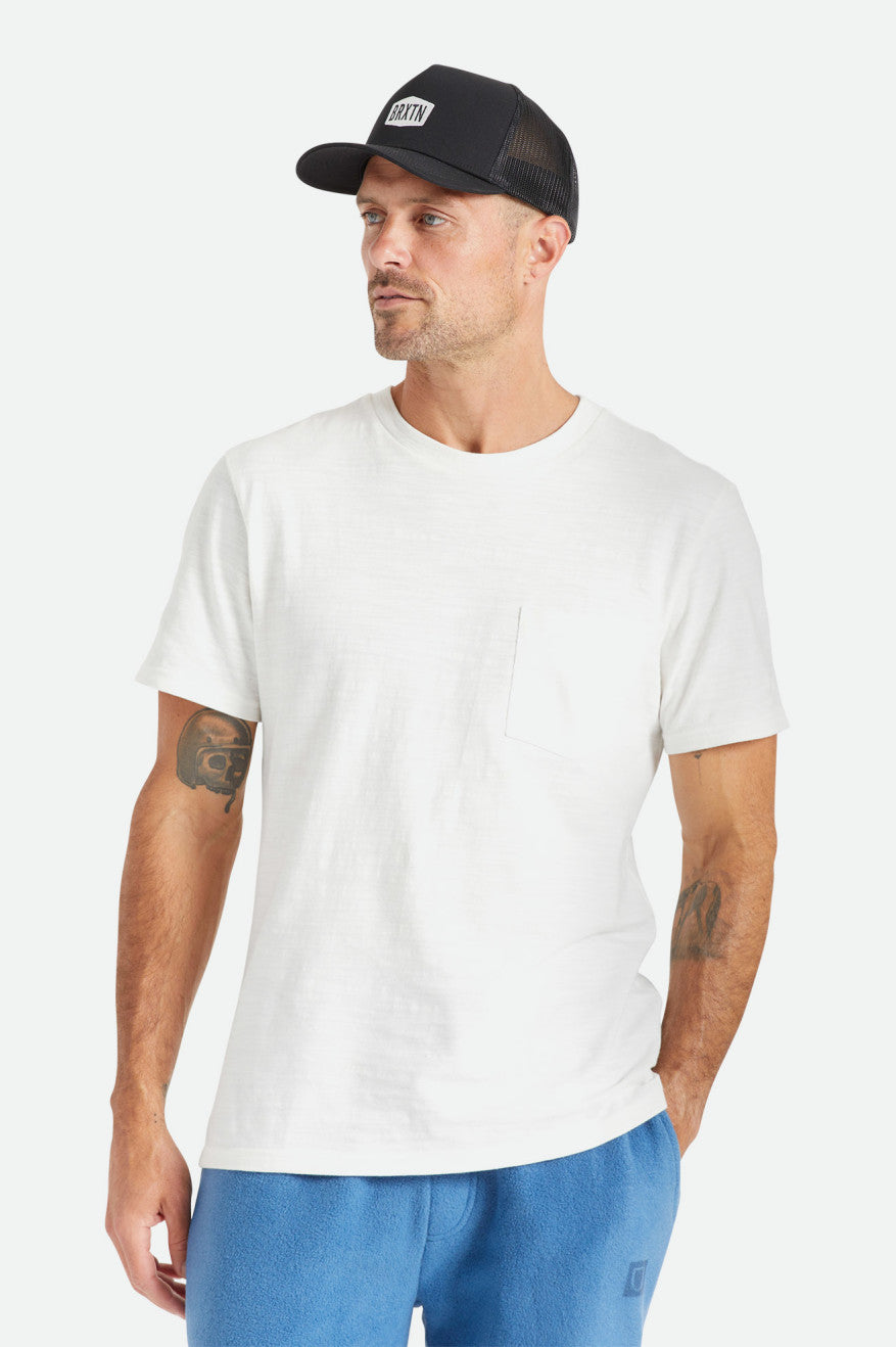 White Men's Brixton Basic Slub S/S Pocket Knitwear | 270695-SRL