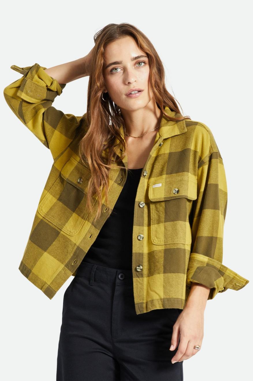 Yellow Women's Brixton Bowery L/S Flannels | 508273-TJP