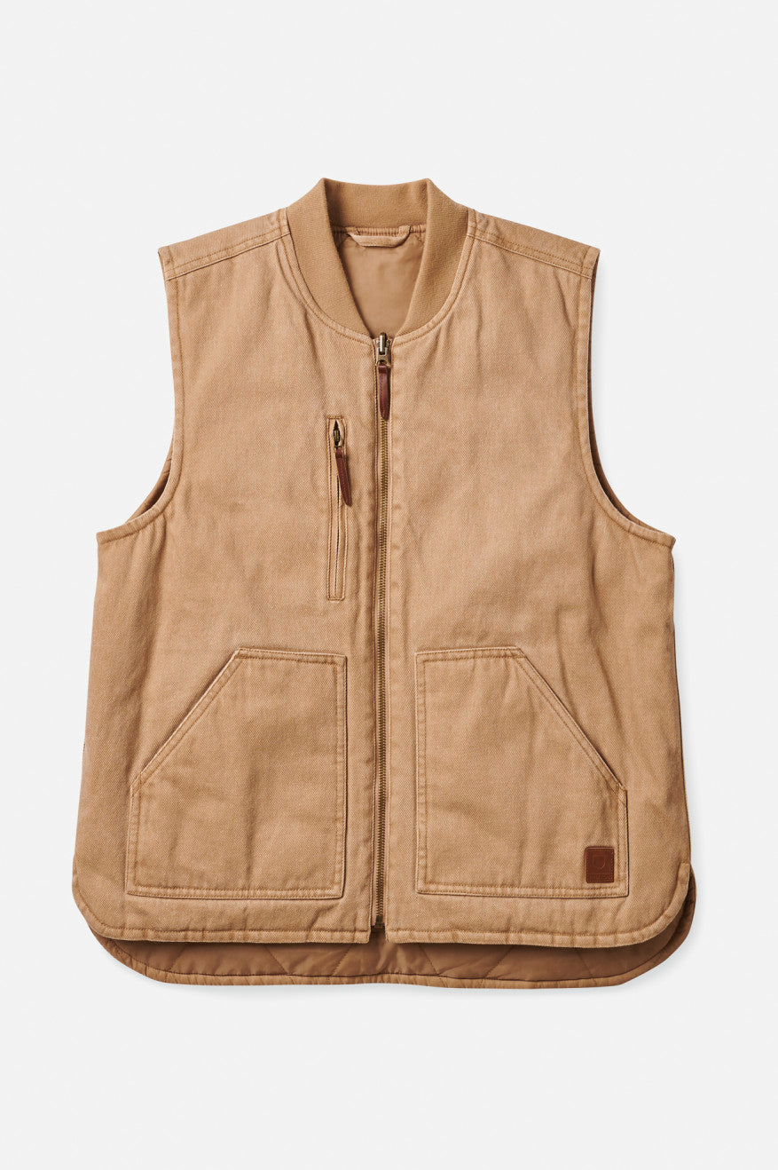 Beige Men's Brixton Abraham Reversible Vest Jackets | 327958-PFX