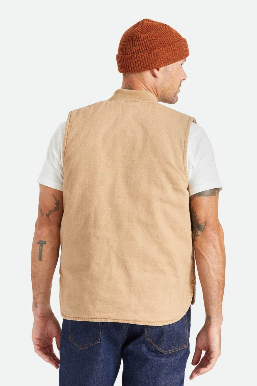 Beige Men's Brixton Abraham Reversible Vest Jackets | 327958-PFX