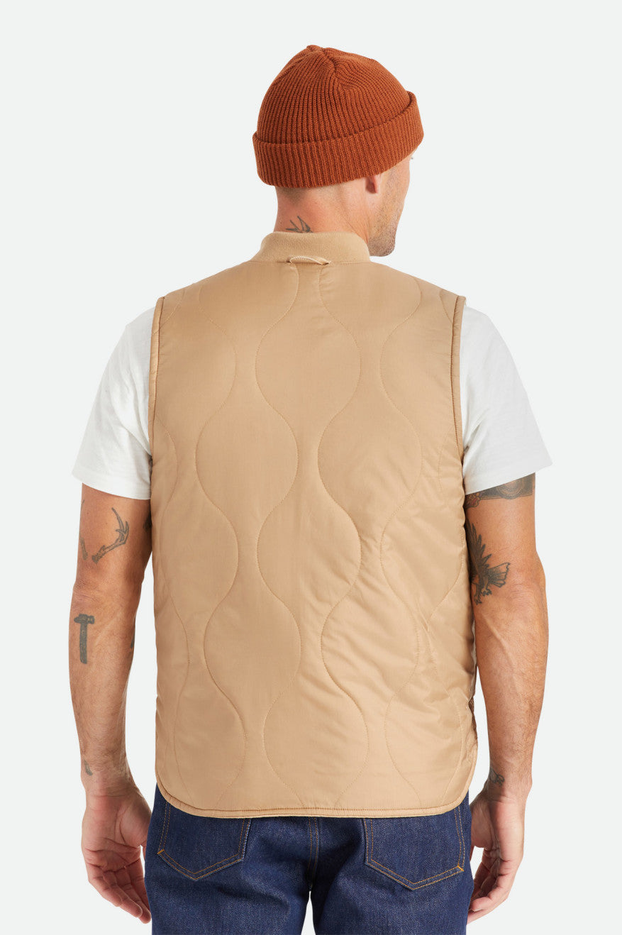 Beige Men's Brixton Abraham Reversible Vest Jackets | 327958-PFX