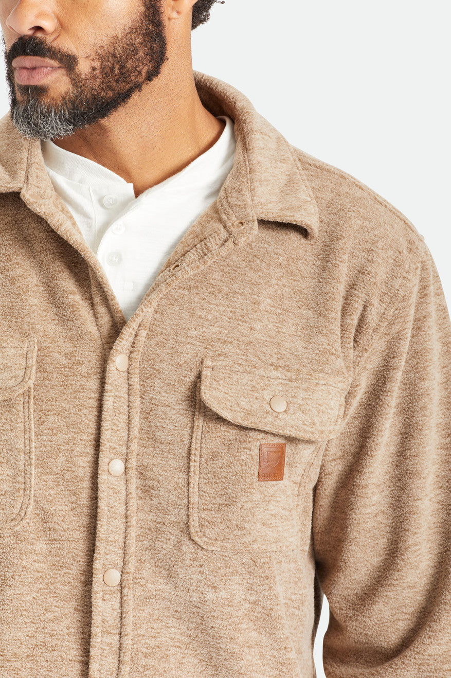 Beige Men's Brixton Bowery L/S Arctic Stretch Fleece Flannels | 582149-YUE