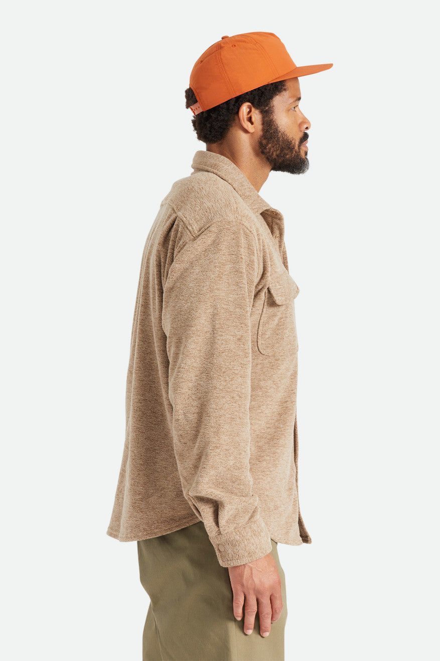 Beige Men's Brixton Bowery L/S Arctic Stretch Fleece Flannels | 582149-YUE