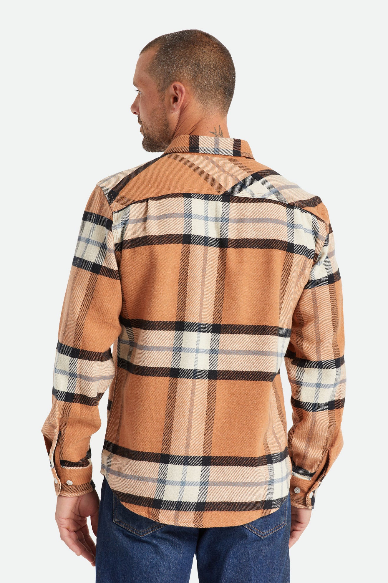 Beige Men's Brixton Bowery L/S Flannels | 470159-UBM