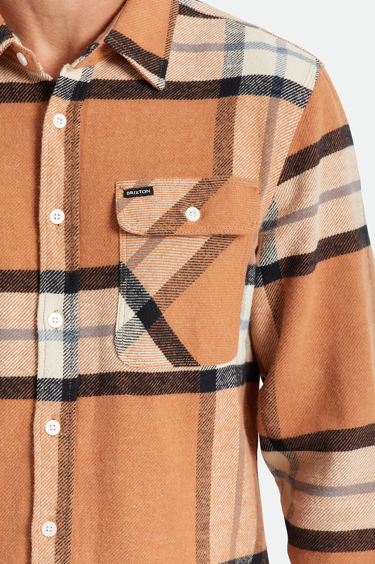 Beige Men's Brixton Bowery L/S Flannels | 470159-UBM