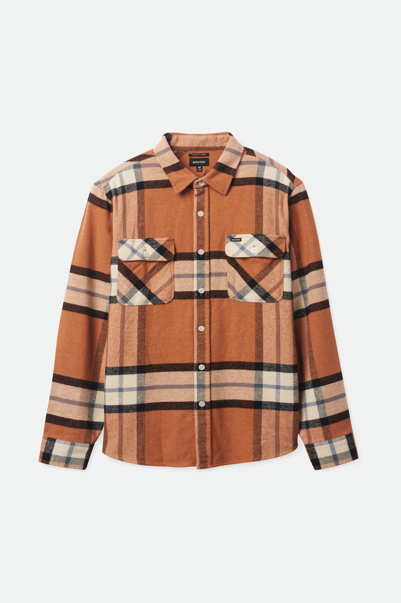 Beige Men's Brixton Bowery L/S Flannels | 470159-UBM