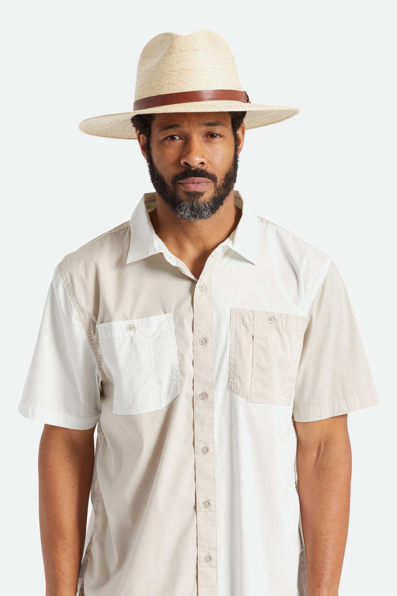 Beige Men's Brixton Field Proper Straw Hats | 654901-MAH