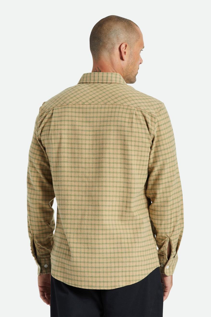 Beige / Olive Men's Brixton Bowery Stretch L/S Utility Flannels | 860439-LGX