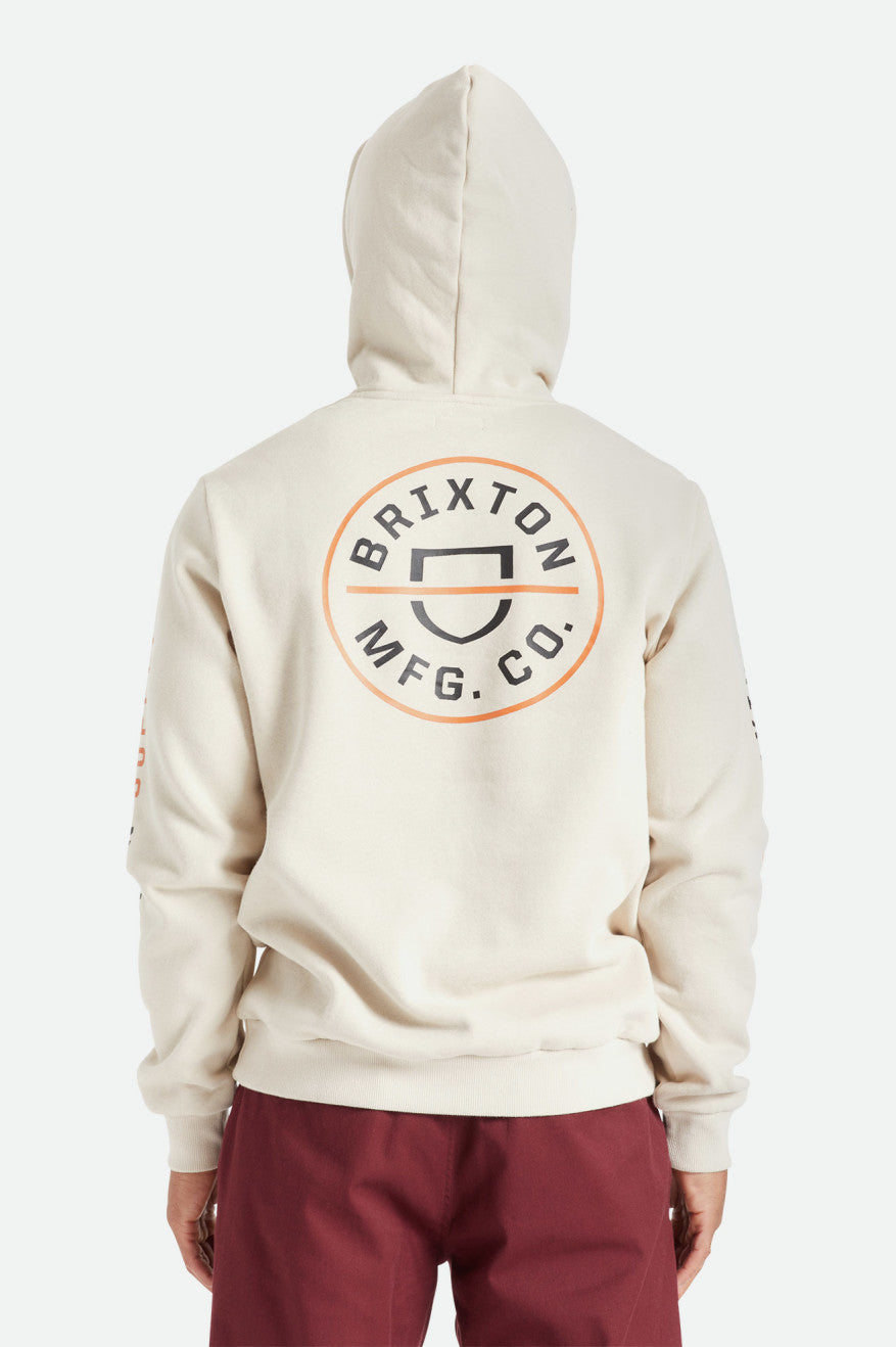 Beige / Orange / Black Men's Brixton Crest Hoodie | 805967-VSN