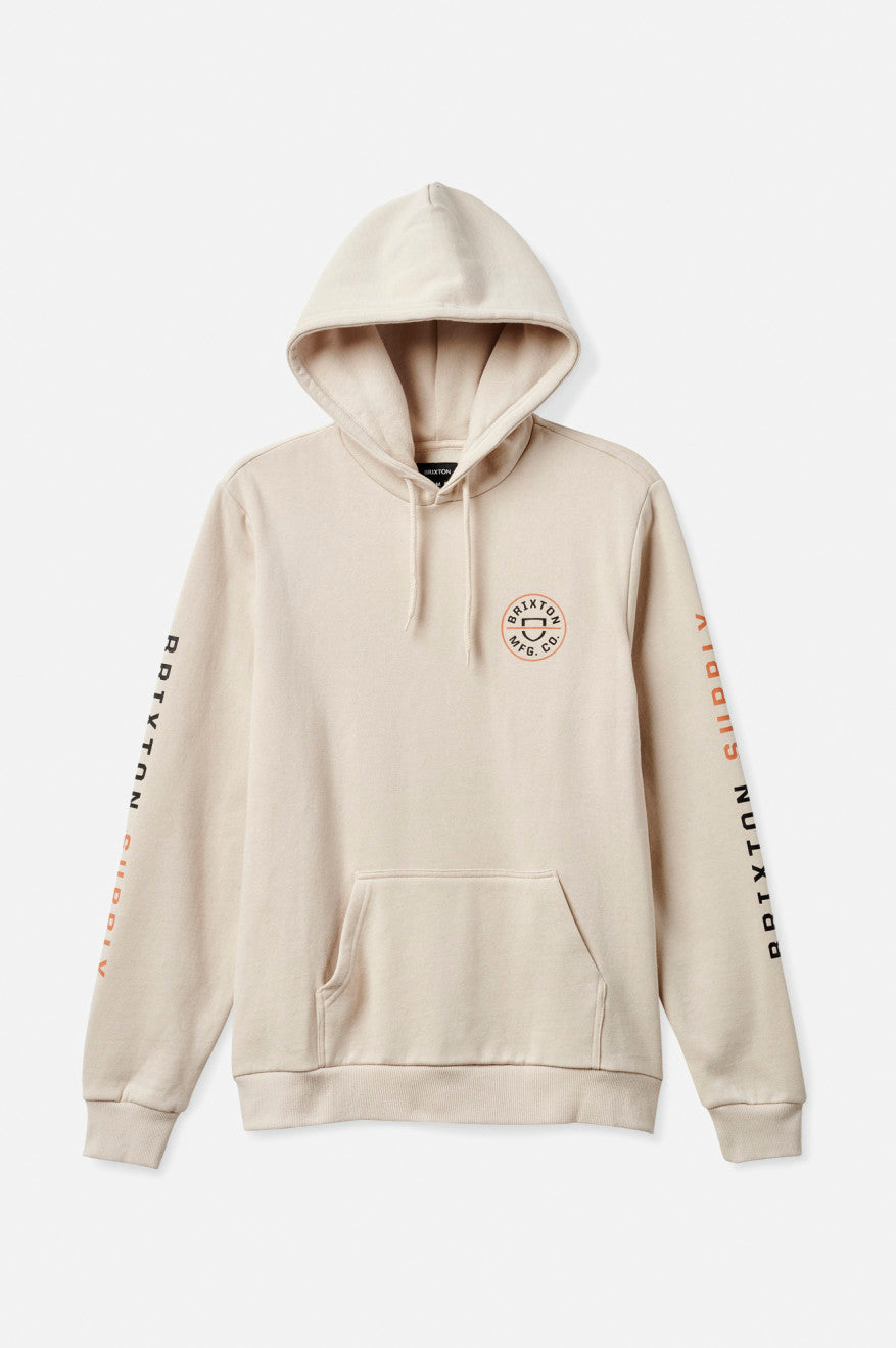 Beige / Orange / Black Men's Brixton Crest Hoodie | 805967-VSN