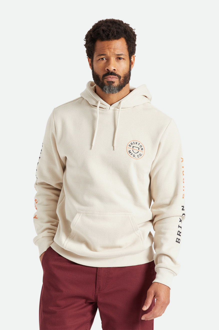 Beige / Orange / Black Men\'s Brixton Crest Hoodie | 805967-VSN