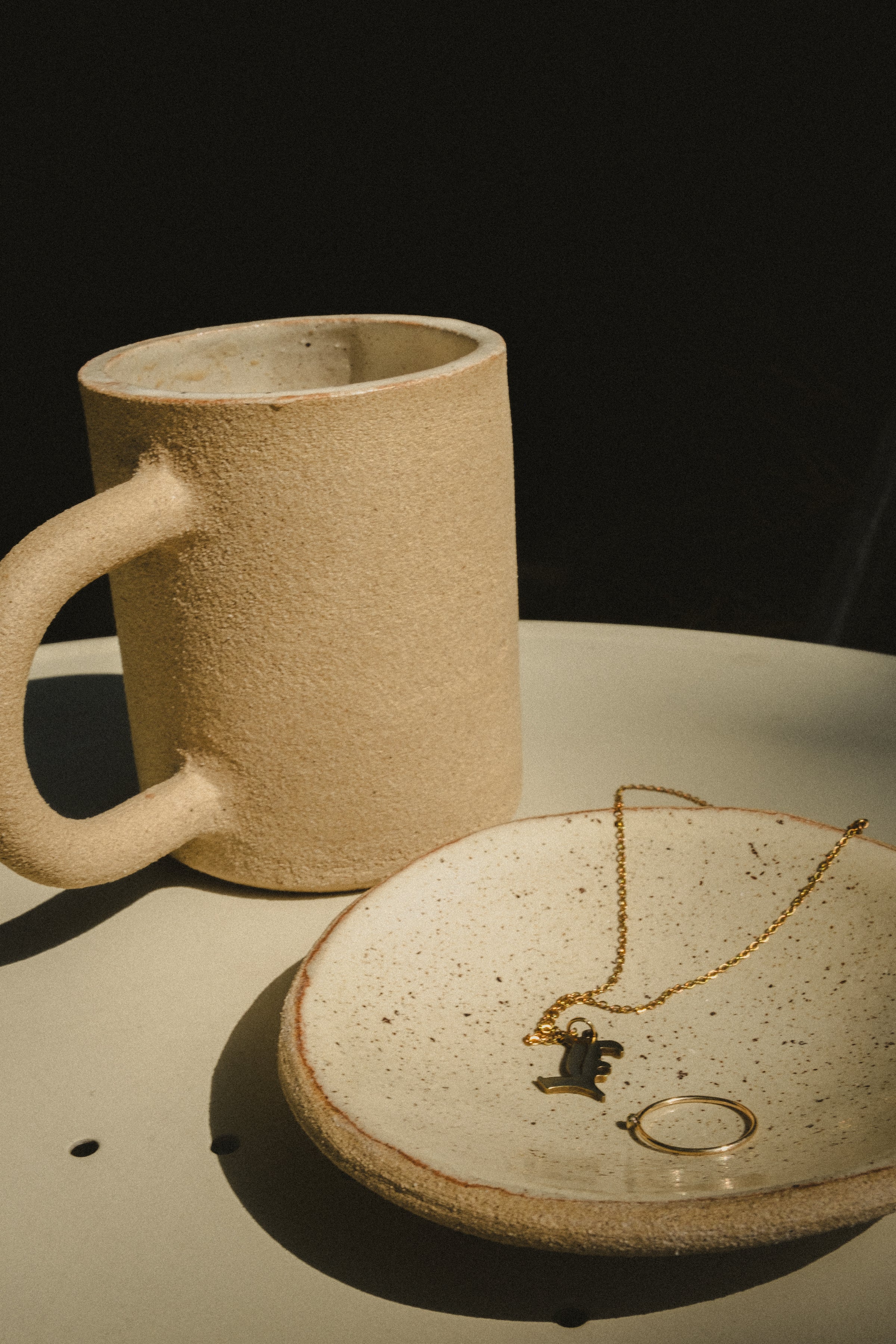 Beige Unisex Brixton O-M Hand Crafted Ceramic Mug Accessories | 563748-LBJ