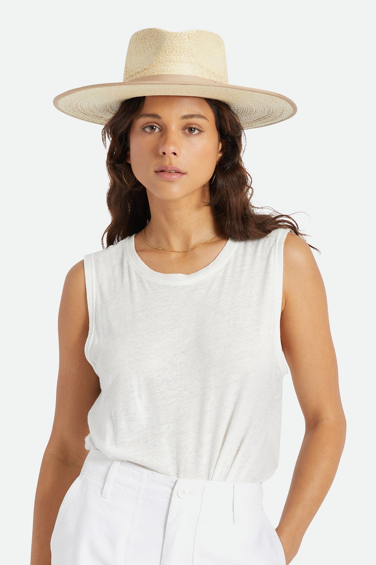 Beige Women's Brixton Jo Rancher Straw Hats | 094368-PXO