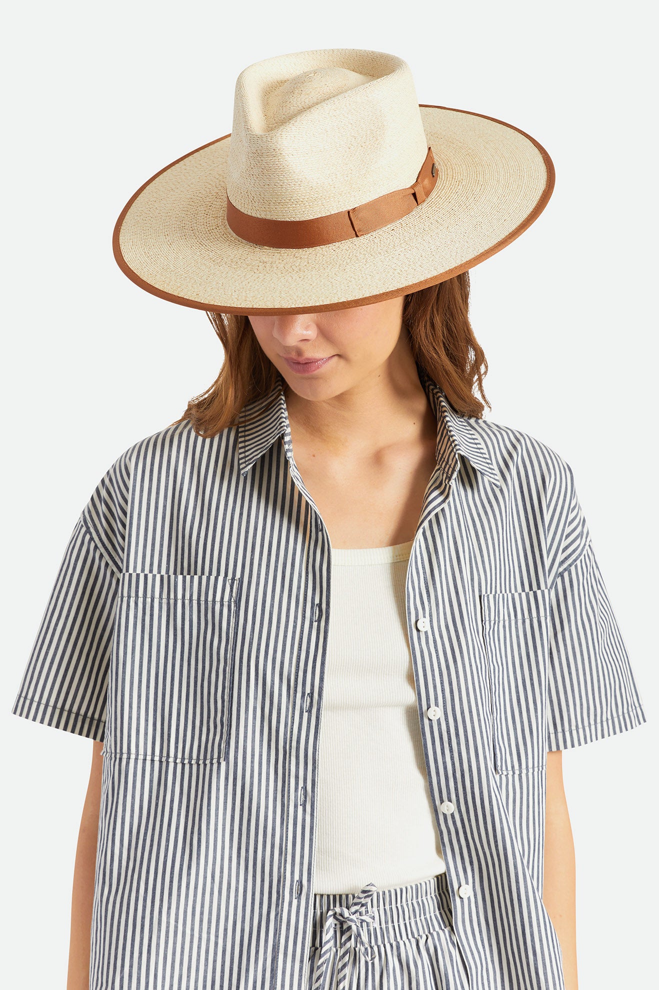 Beige Women's Brixton Jo Rancher Straw Hats | 720654-PQR