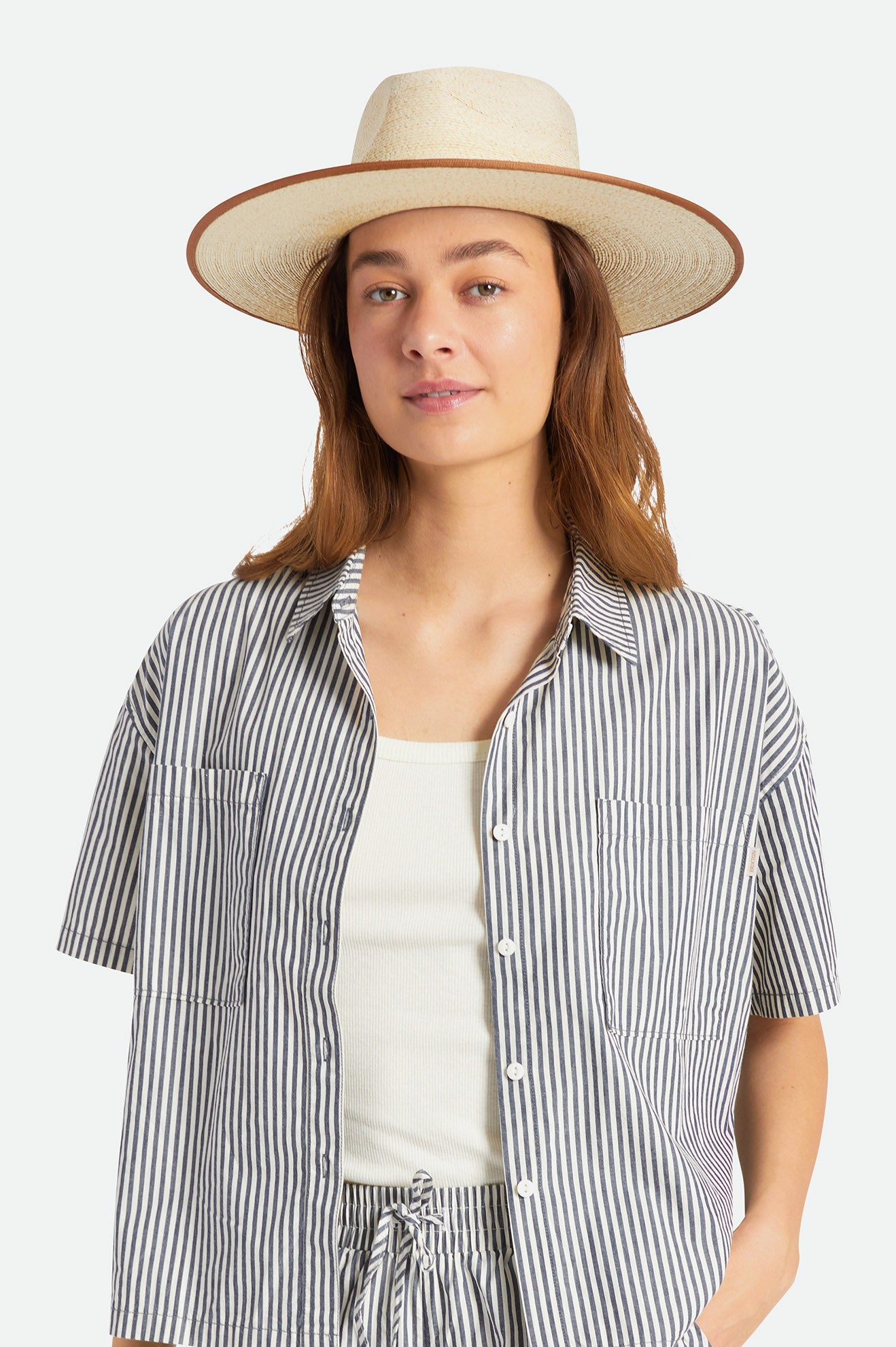 Beige Women's Brixton Jo Rancher Straw Hats | 720654-PQR