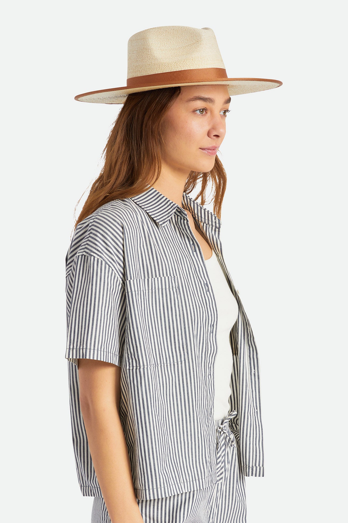 Beige Women's Brixton Jo Rancher Straw Hats | 720654-PQR