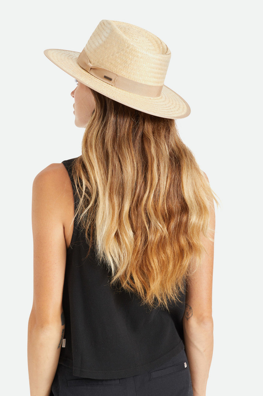 Beige Women's Brixton Jo Short Brim Palmilla Hats | 539207-NQO