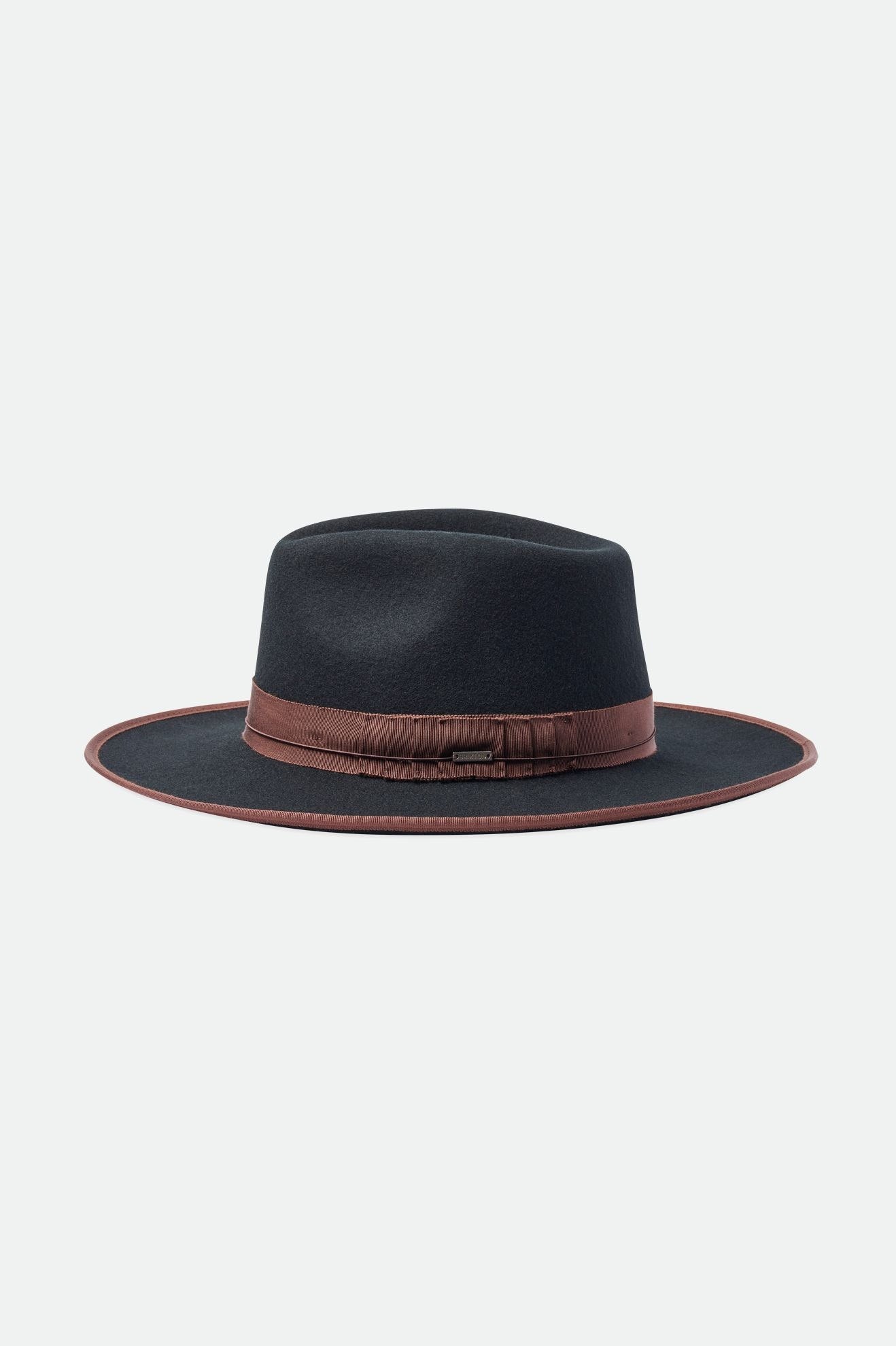 Black / Brown Men's Brixton Reno Fedoras | 590874-ECJ