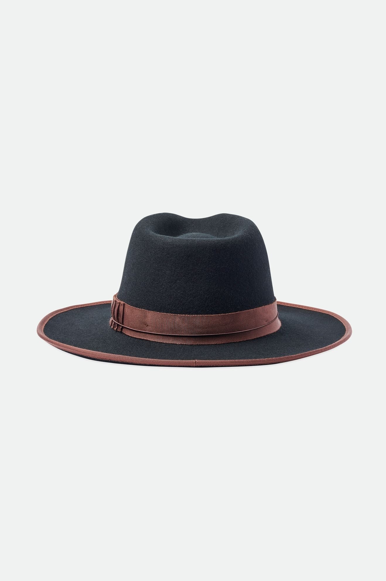 Black / Brown Men's Brixton Reno Fedoras | 590874-ECJ