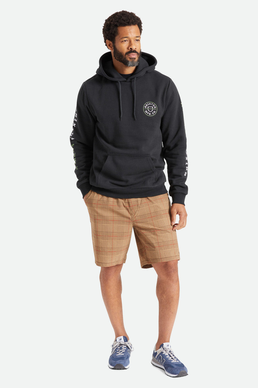 Black / Green / White Men's Brixton Crest Hoodie | 750613-QZJ