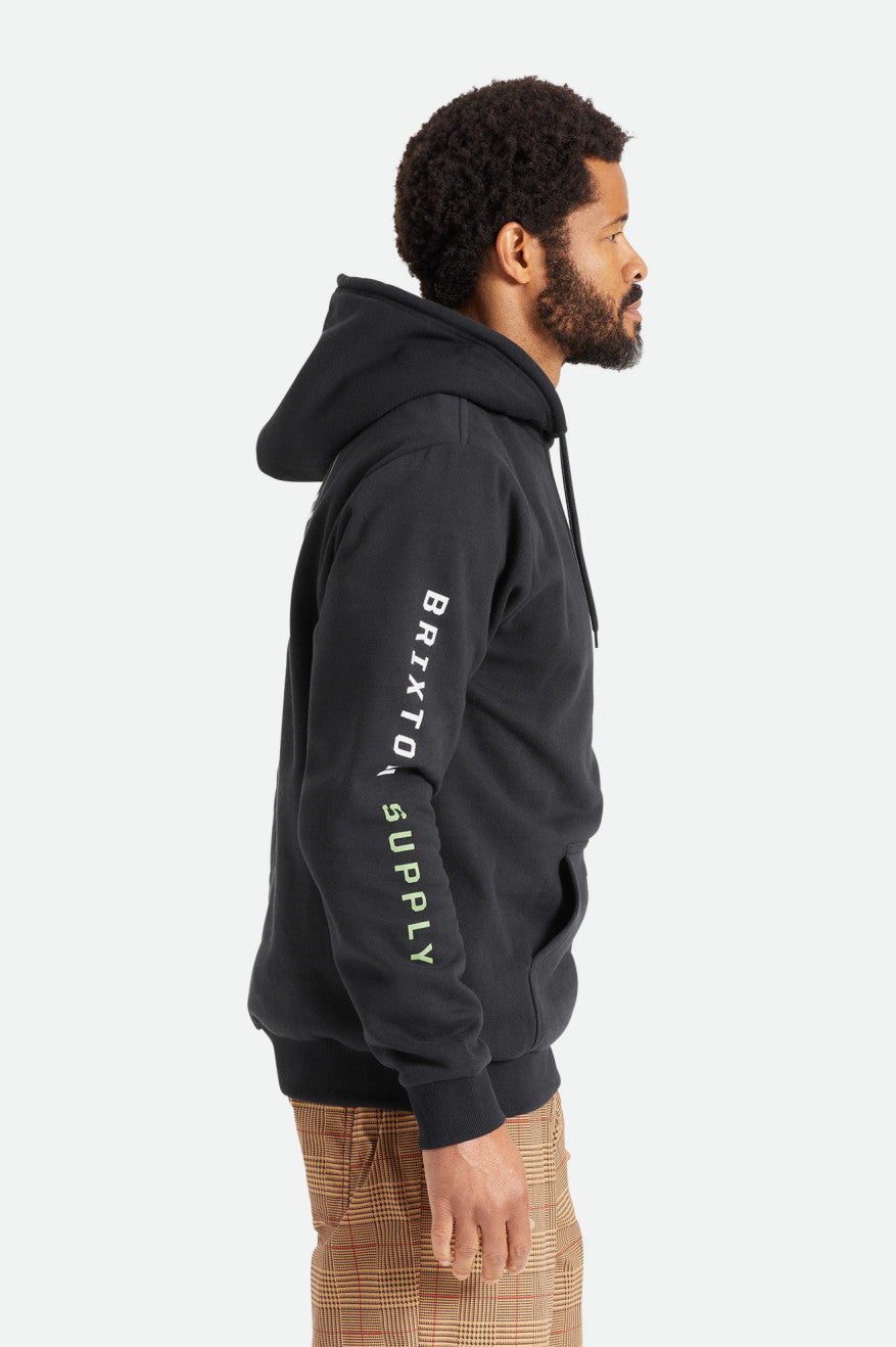 Black / Green / White Men's Brixton Crest Hoodie | 750613-QZJ