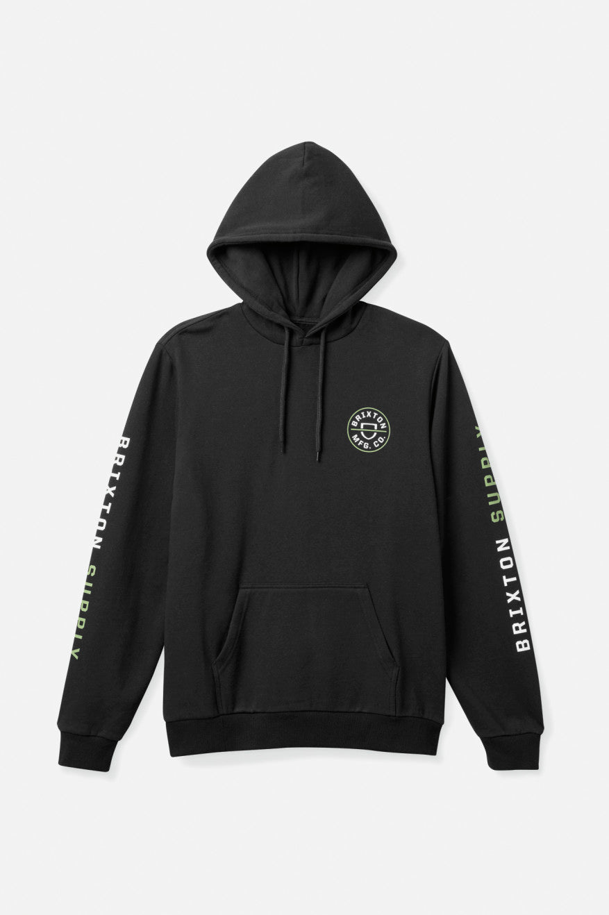 Black / Green / White Men's Brixton Crest Hoodie | 750613-QZJ