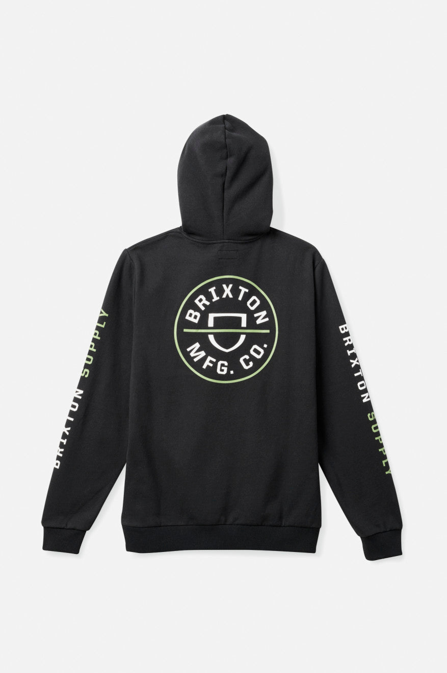 Black / Green / White Men's Brixton Crest Hoodie | 750613-QZJ